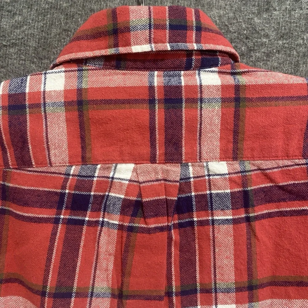 NEW J Crew Flannel Shirt Mens XS Red Plaid Long‎ Sleeve Button Up Work Outdoor
